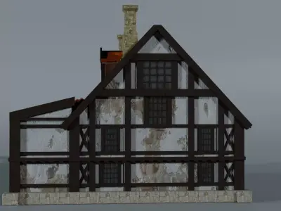 Medieval German house Low-poly 3D model
