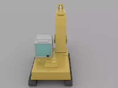 Excavator Low Poly Model construction crane Low-poly 3D model