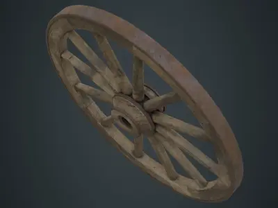 Wagon Wheel 1C Low-poly 3D model