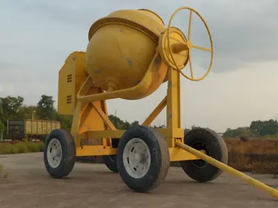 Concrete mixer Low-poly 3D model 3