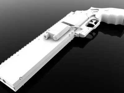 Cyberpunk Sci-Fi POLICE revolver Low-poly 3D model