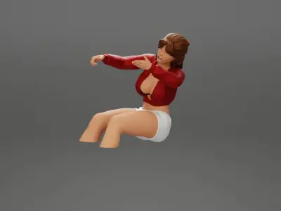 Angry Young Woman in mini shirt screaming In The Car 3D print model