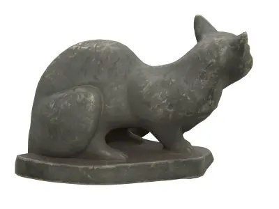Sitting cat jade statues Low-poly 3D model