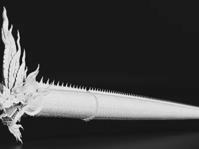 Naga Dragon White 3D model