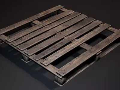 Damaged Wooden Pallet Set Low-poly 3D model