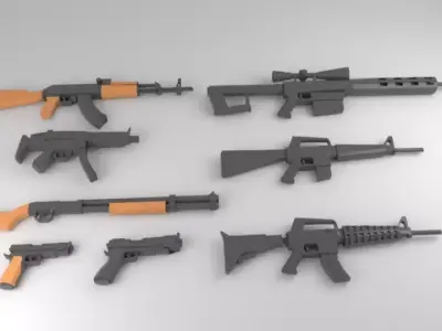 Low Poly Wepons Pack 1 Free low-poly 3D model