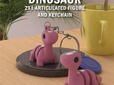 Long Neck dinosaur Articulated Keychain and Figure 3D print model