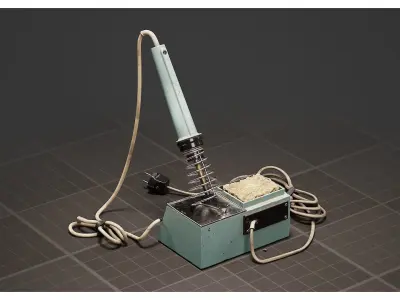 Retro Soldering Iron with Stand 3D model