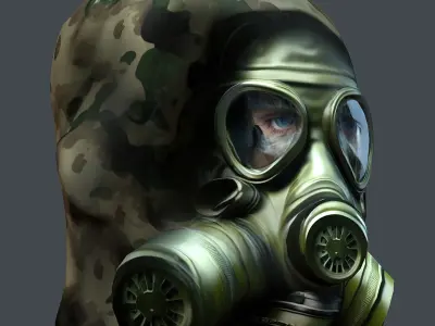 Gas mask helmet 3d model military combat Low-poly  Low-poly 3D model 10