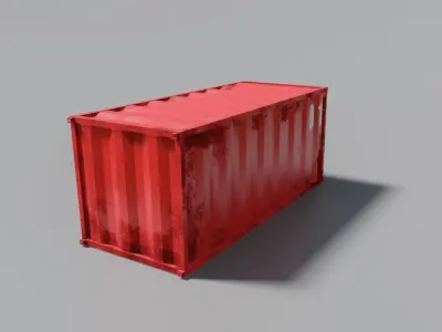 Container Cargo - Red - Ship - Port Low-poly 3D model