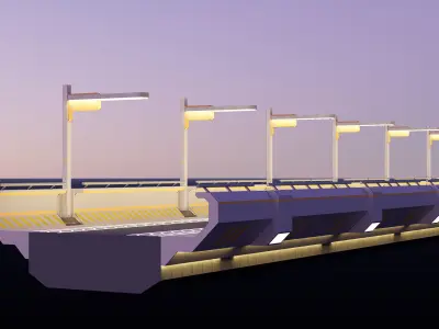 Sci-fi Modular Uncovered Elevated Walkway  3D model