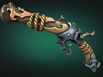 Coastal pistol Low-poly 3D model