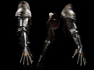  Female Knight Arm Armor Set MidPoly 3D model