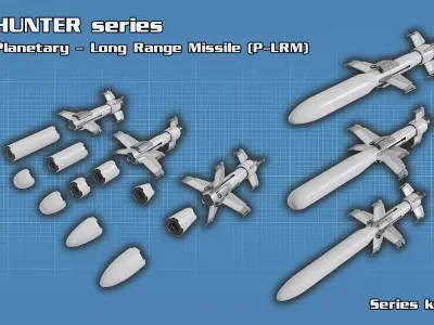 Sci Fi Missile Hunter - series Kit Low-poly 3D model