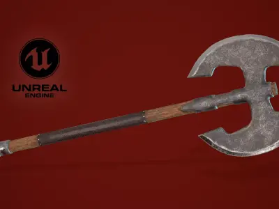 Two-handed axe Low-poly 3D model
