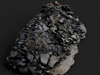 debris ruins destroyed asphalt concrete pile PBR photogrammetry Low-poly 3D model