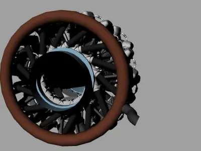 14 Cylinder Radial Engine Free 3D model