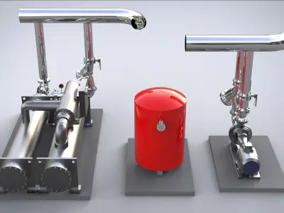 Equipment for pumping units compressors  tanks  heat exchangers 3D model