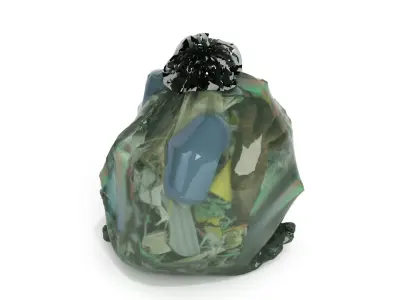 Garbage sculpture of woman in plastic bag 3D model
