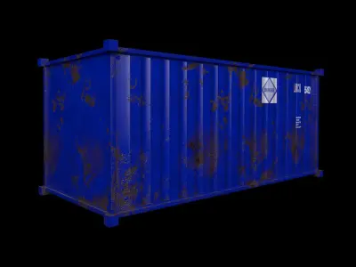 Container-blue PBR shipping container Low-poly 3D model