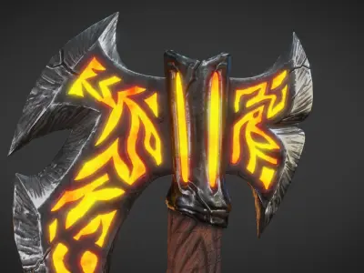 Fantasy Axe Low-poly 3D model 3