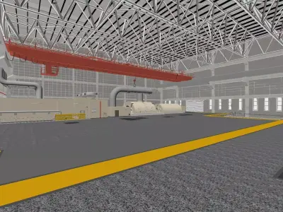 Factory interior thermal power plant gas turbine 3D model