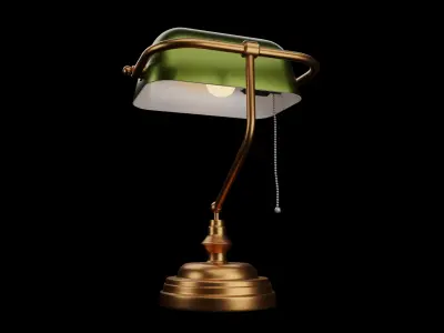Vintage Glass Desk Lamp lowpoly asset for interior Low-poly 3D model