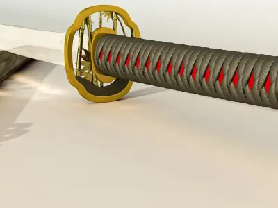 Katana Samurai Sword Low-poly 3D model 16