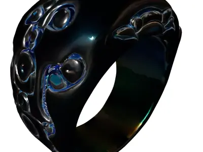 Futuristic Cybernetic SciFi Ring Low-poly 3D model