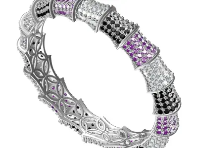 Antique Multi Colour Diamond Bracelet 3D print model