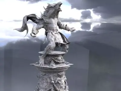 Werewolf Statue with Stand 3D model