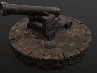Cannon Low-poly 3D model 14