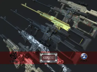 ASR-18 Camouflaged SVD Based Sniper Rifle Low-poly 3D model