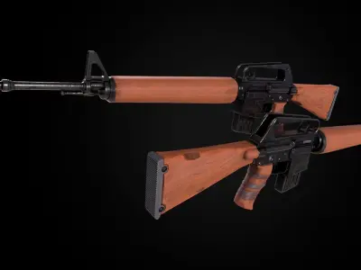 rifle two ar - rifles Low-poly 3D model