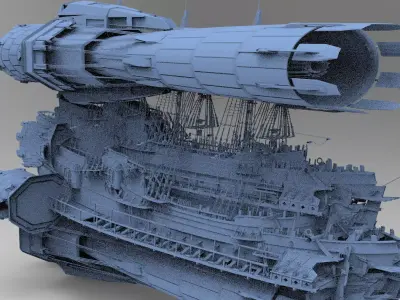Sci fi Airship Space design 13  3D model