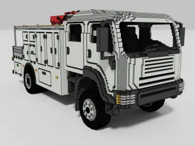 Voxel Maintenance Truck Low-poly 3D model