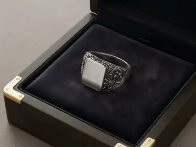 Gents Plain Signet Ring 3D print model