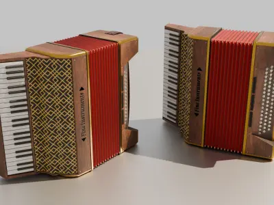 Antique Accordion Low-poly 3D model