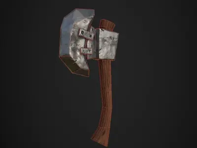 Stylized axe Low-poly 3D model 10