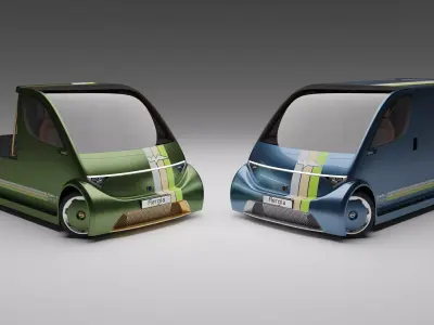 Aergia CargoVan and Aergia FlatBed original utility vehicles 3D model