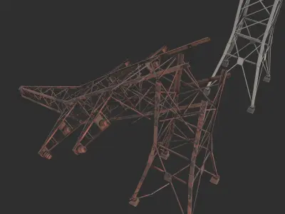 High voltage tower Low-poly 3D model