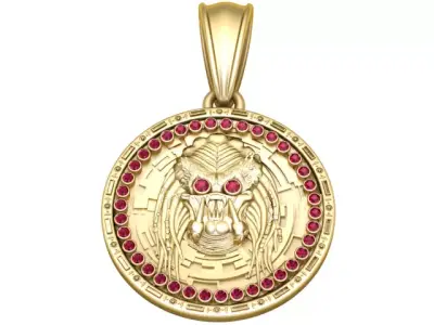 Futuristic Predator Ruby Medallion Pendant 3D print model