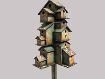 Wooden Bird Houses 3D model