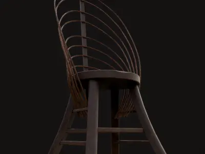 Rustic High Back Bent Stick Chair Low-poly 3D model