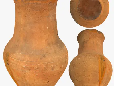 Old clay jug Low-poly 3D model