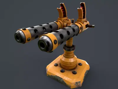 Machine gun turret Free low-poly 3D model purchase