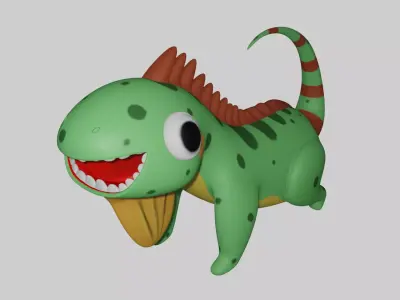 Hand Painted Iguana Free 3D model