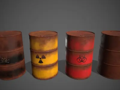 Toxic Waste Hazardous Barrels Low-poly 3D model