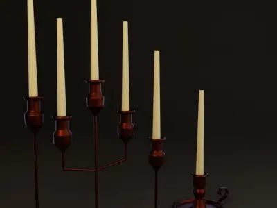 Copper candleholders - PBR Game-Ready model Low-poly 3D model