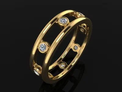Spaced Infinity Bezel Diamond Basket Band Ring 2mm Diamond Size 3D print model